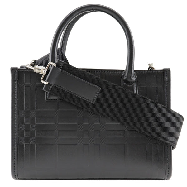 [Burberry] Burberry Check Bag Bag Bag 2way Shoulf de ternero Diagonal Negro 2 vías abiertas de cheque en relieve a las damas un rango