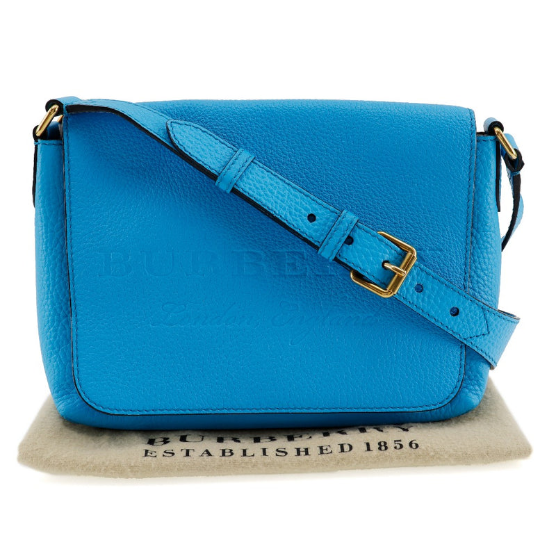 [Burberry] Burberry embossed logo Shoulder Bag Leather blue diagonal hanging A5 magnet type EMBOSSED LOGO Ladies A-Rank