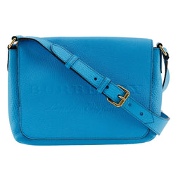 [Burberry] Burberry embossed logo Shoulder Bag Leather blue diagonal hanging A5 magnet type EMBOSSED LOGO Ladies A-Rank