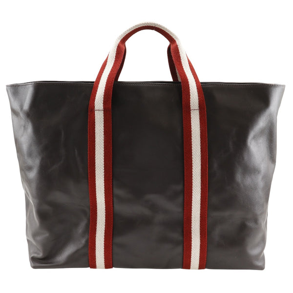 [BALLY] Barry 
 Train spoting tote bag 
 Calfskin Brown Handscape A4 Fastener TRAINSPOTTING Unisex A-Rank