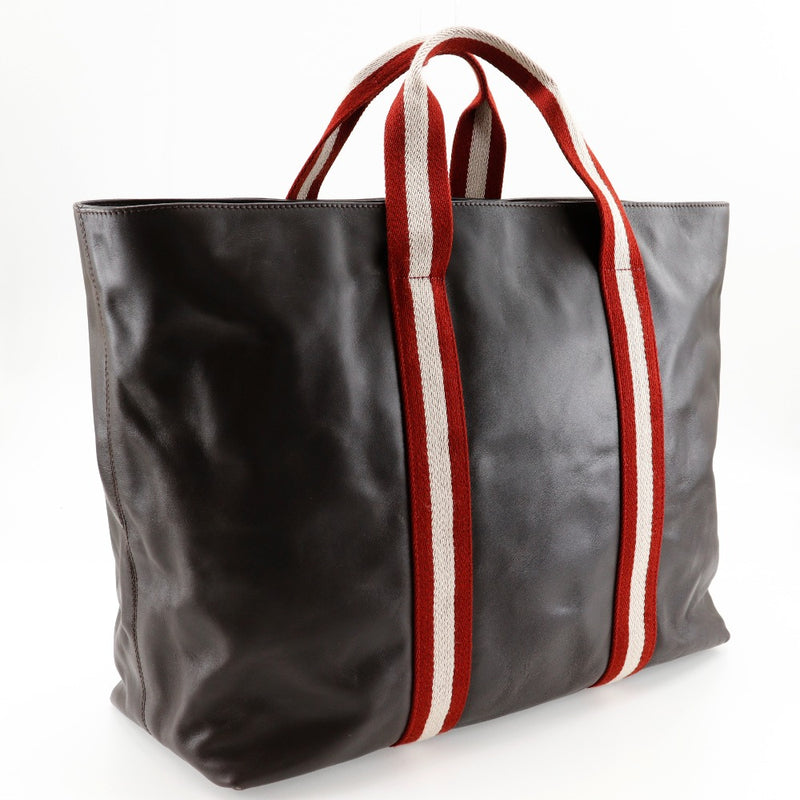 [BALLY] Barry 
 Train spoting tote bag 
 Calfskin Brown Handscape A4 Fastener TRAINSPOTTING Unisex A-Rank