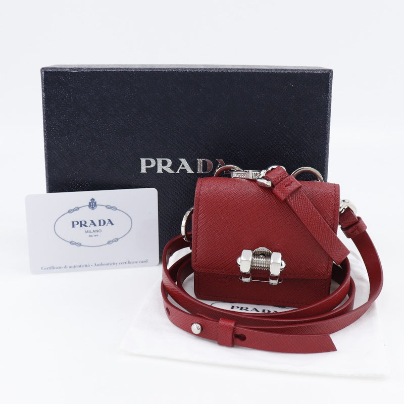 【PRADA】プラダ
 ショルダーポーチ ショルダーバッグ
 ポシェット 2ZH097 サフィアーノ 赤 斜め掛け フラップ Shoulder pouch レディースA-ランク