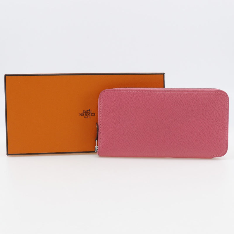 [HERMES] Hermes Azaplong Silkin Purse Epsom Rose Azare Raspberry Pink C stamp Fastener AZAP LONG SILK INN Ladies A-Rank