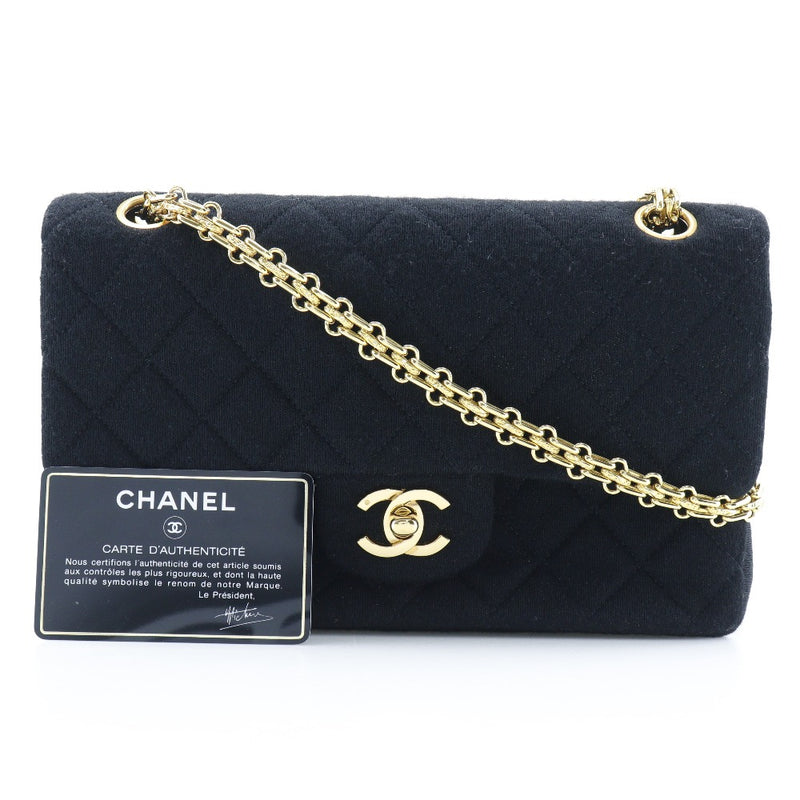 [Chanel] Chanel Chanel Spolder Bag Sac Matrasse Double rabat jersey Black Black Rock Rock Chainhonder Ladies A-Rank