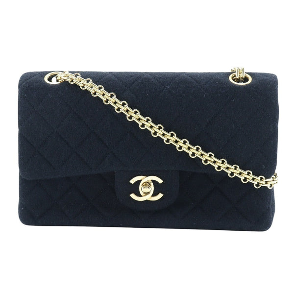 [Chanel] Chanel Chanel Spolder Bag Sac Matrasse Double rabat jersey Black Black Rock Rock Chainhonder Ladies A-Rank