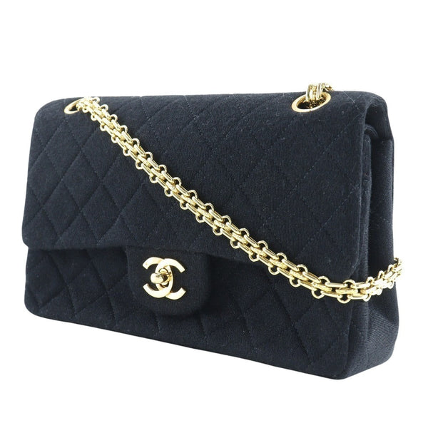 [Chanel] Chanel Chanel Spolder Bag Sac Matrasse Double rabat jersey Black Black Rock Rock Chainhonder Ladies A-Rank