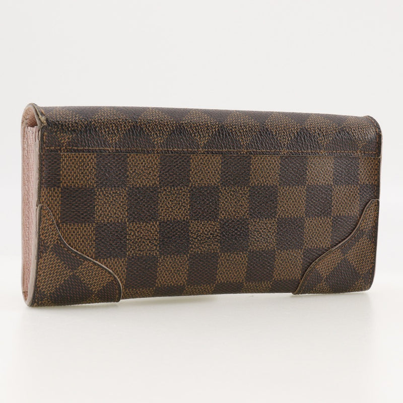 【LOUIS VUITTON】ルイ・ヴィトン
 ポルトフォイユ・カイサ 長財布
 N61227 ダミエキャンバス ローズバレリーヌ 茶/ピンク CA1166刻印 スナップボタン Portefeiulle Kaisa レディース