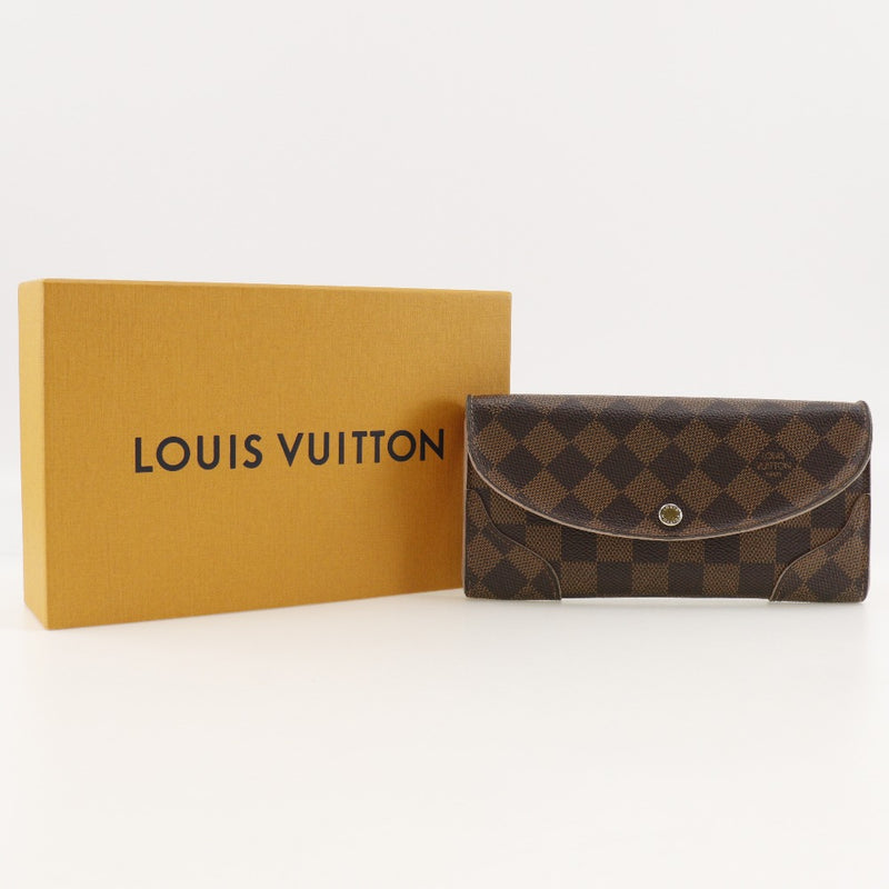 【LOUIS VUITTON】ルイ・ヴィトン
 ポルトフォイユ・カイサ 長財布
 N61227 ダミエキャンバス ローズバレリーヌ 茶/ピンク CA1166刻印 スナップボタン Portefeiulle Kaisa レディース