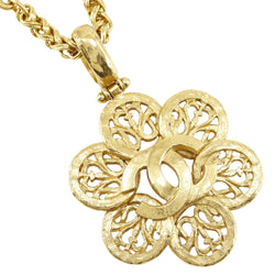 [CHANEL] Chanel COCO Mark Necklace Flower vintage Plated Gold 95A engraved flower about 88.7g COCO Mark Ladies A-Rank