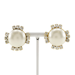 [CHANEL] Chanel 
 Earring
 Vintage Plated Gold× fake pearl x rhinestone about 25.6g ladies