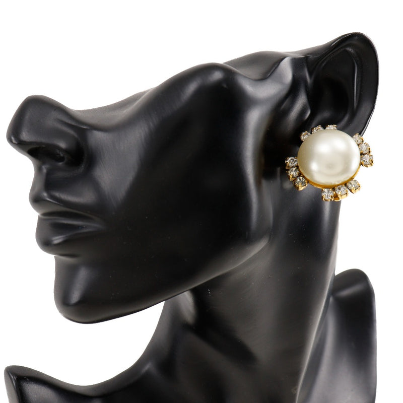 [CHANEL] Chanel Earring Vintage Plated Gold× fake pearl x rhinestone about 25.6g ladies