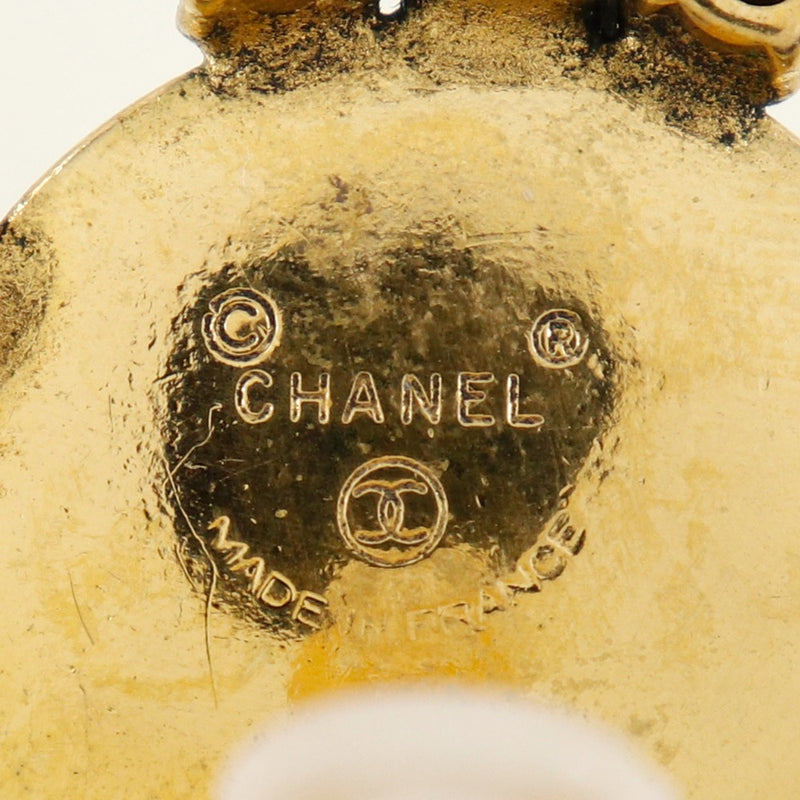 [CHANEL] Chanel 
 Earring
 Vintage Plated Gold× fake pearl x rhinestone about 25.6g ladies