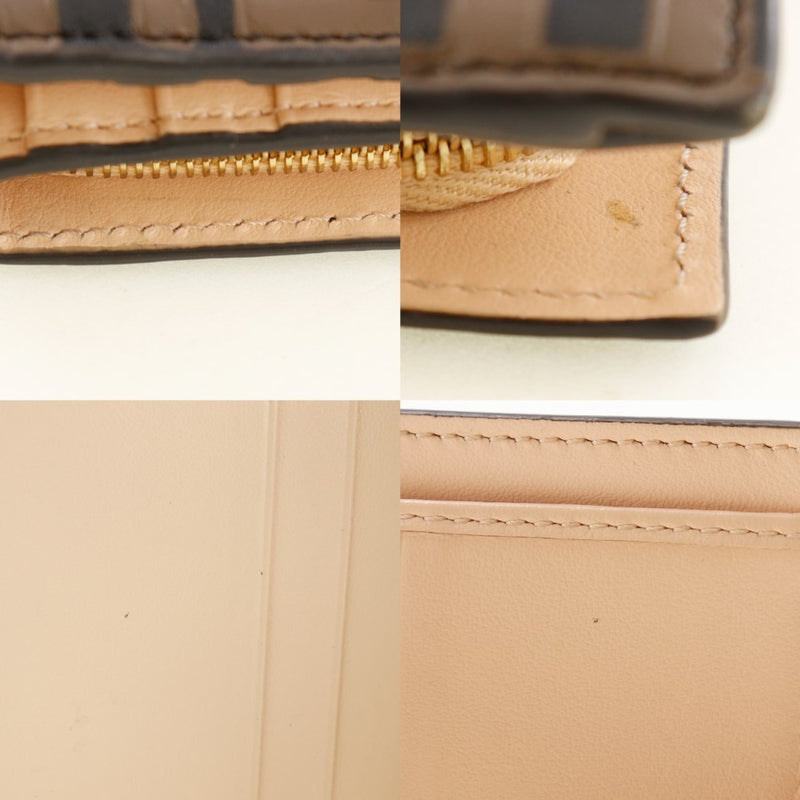 [Fendi] Fendi 
 f -iz fendi bi -fold钱包 
 Zukka浮雕徽标8M0386皮茶/粉红色快照按钮F是Fendi女士