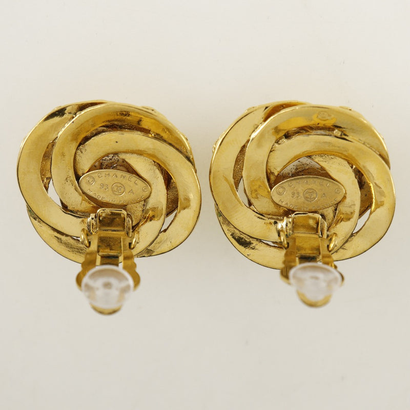 [CHANEL] Chanel 
 COCO Mark Earring
 Vintage Plated Gold× Fake Pearl 93A engraved about 25.1g COCO Mark Ladies B-Rank