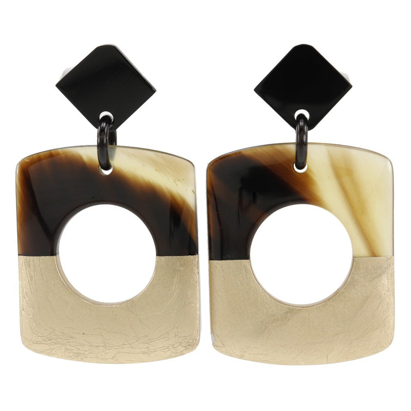 [헤르메스] 헤르메스 
 달바 피어싱 
 Bicolor Buffalo Horn Tea/Gold 약 14.0g Dalva Ladies