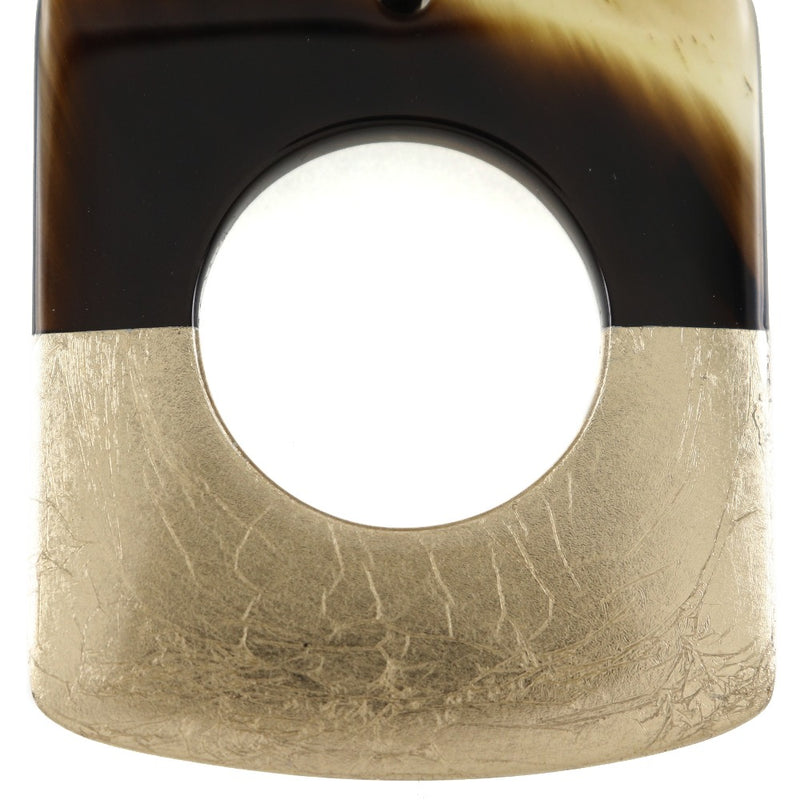 [헤르메스] 헤르메스 
 달바 피어싱 
 Bicolor Buffalo Horn Tea/Gold 약 14.0g Dalva Ladies