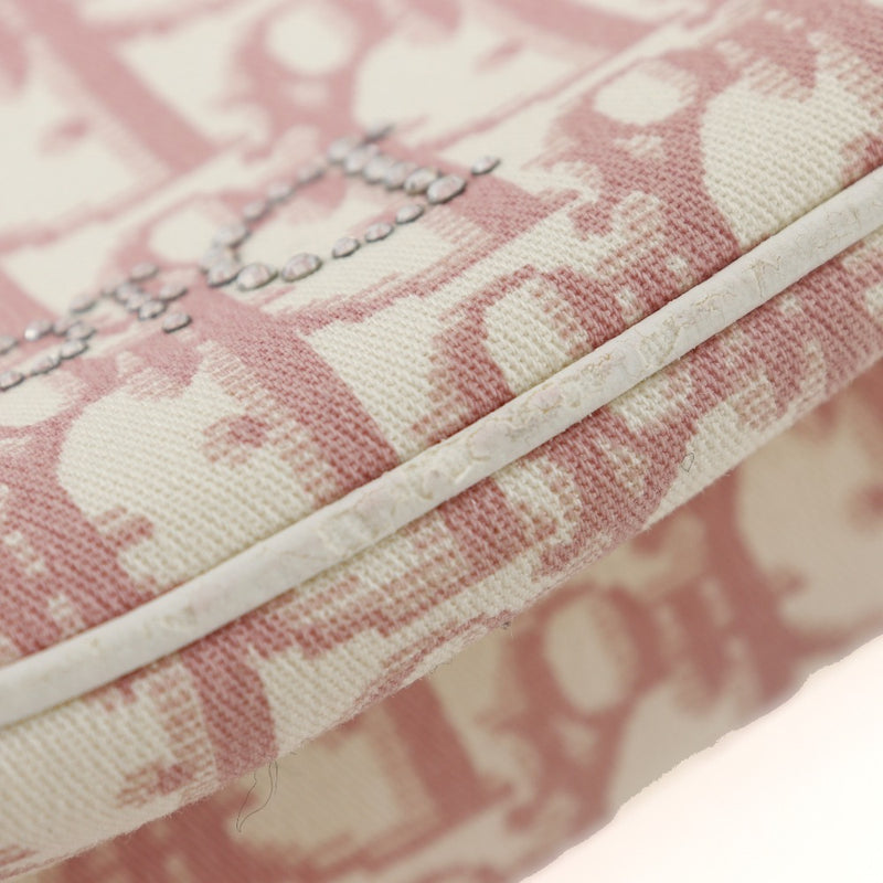 [DIOR] Christian Dior Trotter Shoulder Bag No.1 Flower Canvas Pink Diagonal Shoulder Fastener Trotter Ladies