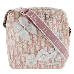 [DIOR] Christian Dior Trotter Shoulder Bag No.1 Flower Canvas Pink Diagonal Shoulder Fastener Trotter Ladies