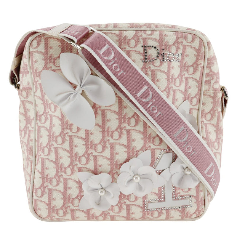 [DIOR] Christian Dior Trotter Shoulder Bag No.1 Flower Canvas Pink Diagonal Shoulder Fastener Trotter Ladies