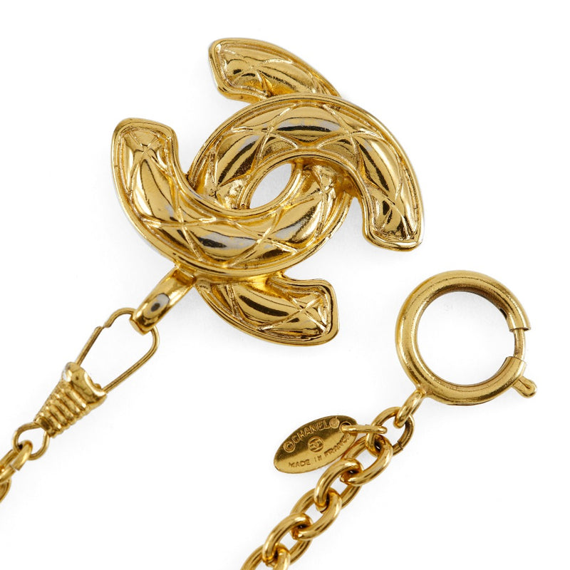 [Chanel] Cinturón de la cadena de Chanel COCO Mark Damas de la cadena de placas de oro vintage