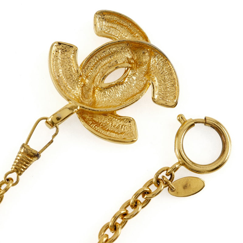 [Chanel] Cinturón de la cadena de Chanel COCO Mark Damas de la cadena de placas de oro vintage