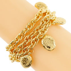 [Chanel] LOGO DE CHANEL OVAL 3 Bracelet Columna de oro vintage alrededor de 97.7g logotipo oval triple damas un rango