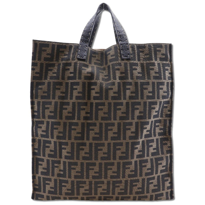 [Fendi] Fendi Zukka Tote Bag Nylon Canvas Tea Handsage A4 Open Zucca Unisex