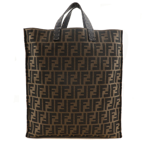 [FENDI] Fendi Zukka Tote Bag Nylon canvas Brown Handscape A4 Open ZUCCA Unisex