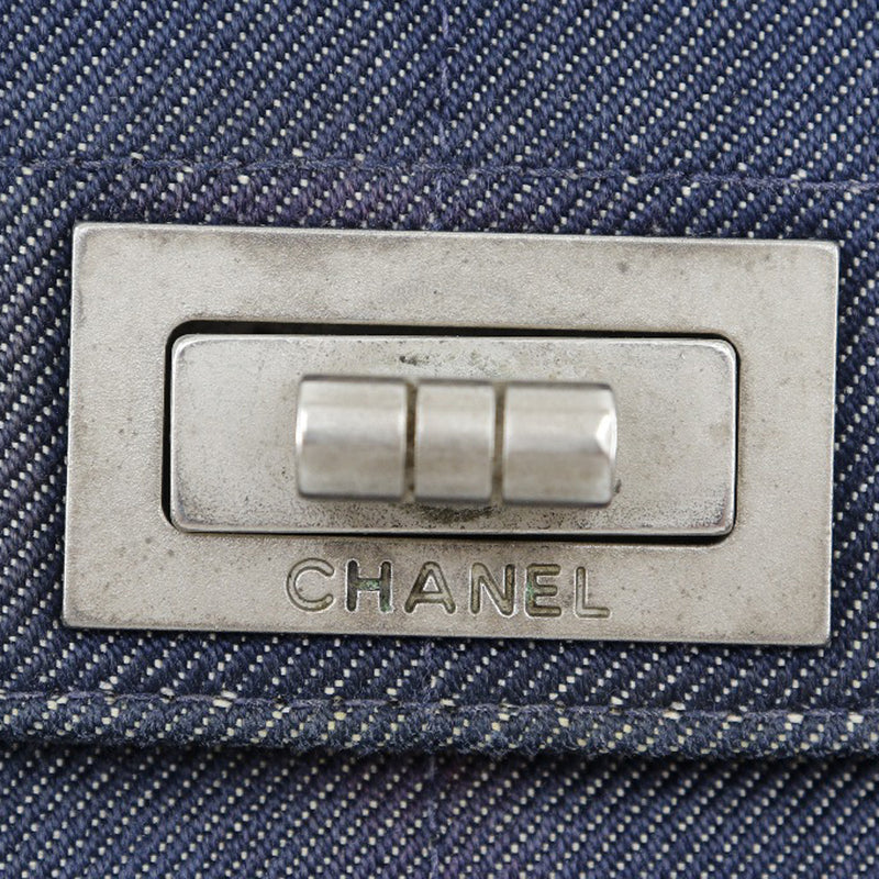 [CHANEL] Chanel ChainShoulder Shoulder Bag Chocolate Bar Denim Indigo Shoulder A5 Turn Lock CHAINSHOULDER Ladies