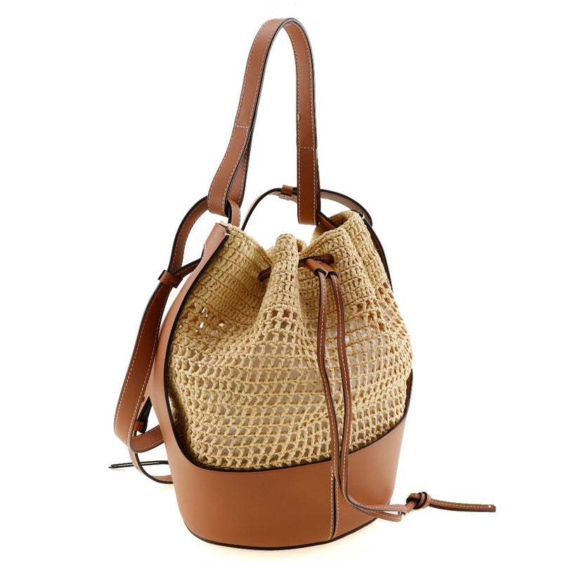 [Loewe] Loebe Balloon Medium Bag Sac à bandoulière 2WAY RAFIFIA X Cuir Natural x Tan TEA TEA DAAGLEAU