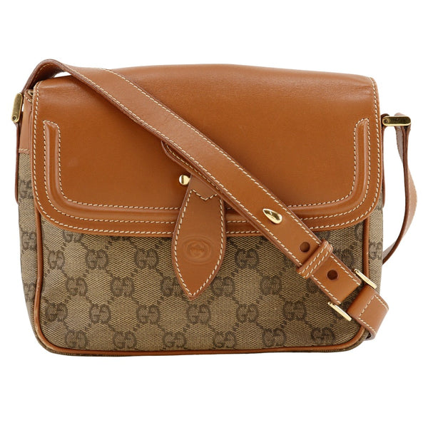 [GUCCI] Gucci 
 Old Gucci Shoulder Bag
 007/256/0084 GG canvas ×Calfskin Brown Diagonal hanging A5 magnet type OLD GUCCI Ladies