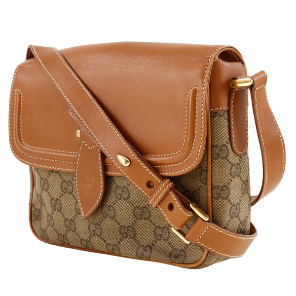 [GUCCI] Gucci 
 Old Gucci Shoulder Bag
 007/256/0084 GG canvas ×Calfskin Brown Diagonal hanging A5 magnet type OLD GUCCI Ladies