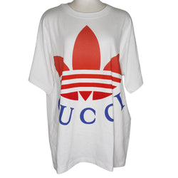 [GUCCI] Gucci 
 Adidas Collaboration Short Sleeve T -shirt 
 Cotton White Adidas Collaboration Unisex A+Rank