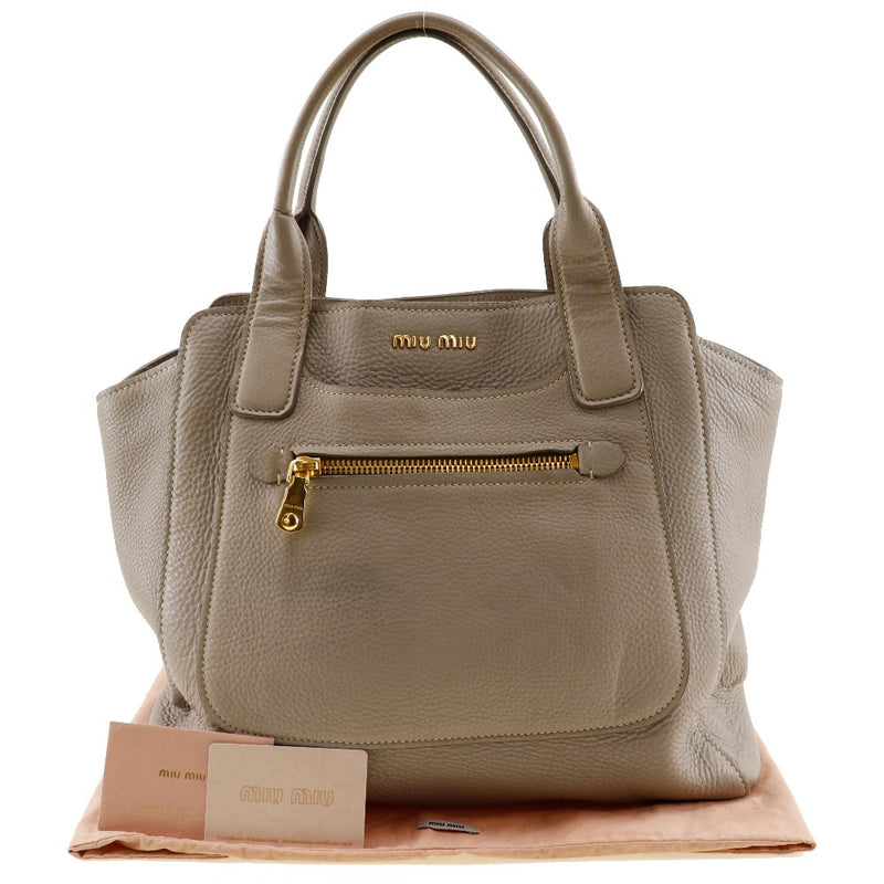 [MIUMIU] Miu miu vittello caribeño bolso rn0908 becerro gris a4 botón snap button vittello caribeño damas