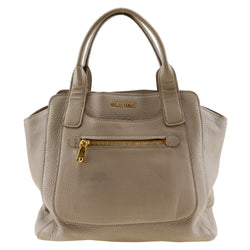 [MIUMIU] Miu Miu Vittello Curibri Tote Bag RN0908 Calfskin Gray handbag A4 snap button Vittello caribbean ladies