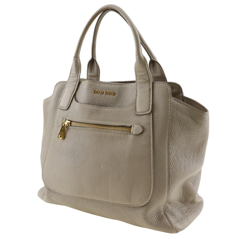 [MIUMIU] Miu Miu Vittello Curibri Tote Bag RN0908 Calfskin Gray handbag A4 snap button Vittello caribbean ladies