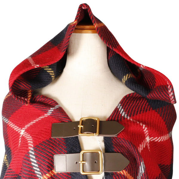 [Burberry Blue Label] Burberry Blue Label Check Pattern Poncho 55F31-256-16 Wool Red Check Pattern Ladies SA RANG