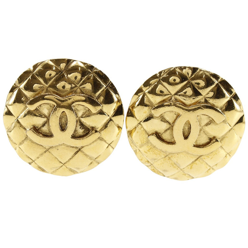 [CHANEL] Chanel COCO Mark Earring Matelasse Vintage Plated Gold 23 engraved stamps about 42.7g COCO Mark Ladies