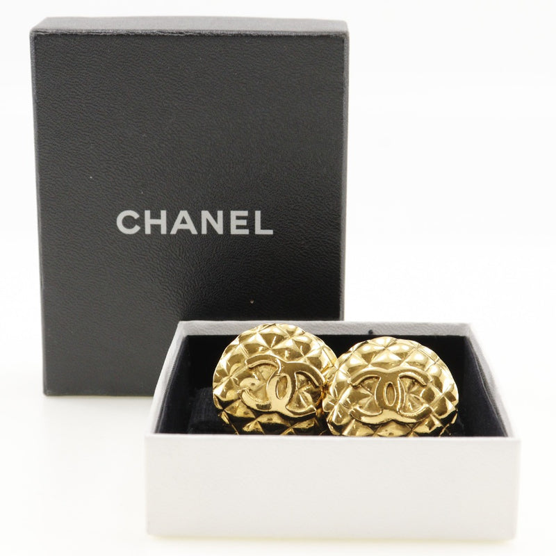 [CHANEL] Chanel COCO Mark Earring Matelasse Vintage Plated Gold 23 engraved stamps about 42.7g COCO Mark Ladies