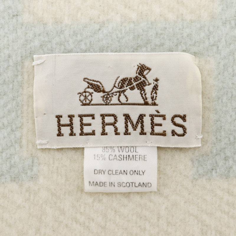 [Hermes] Hermes Baby Pradade Avalon 기타 액세서리 담요 Odumi Cashmere x Wool White/Light Blue Plaid Avalon _