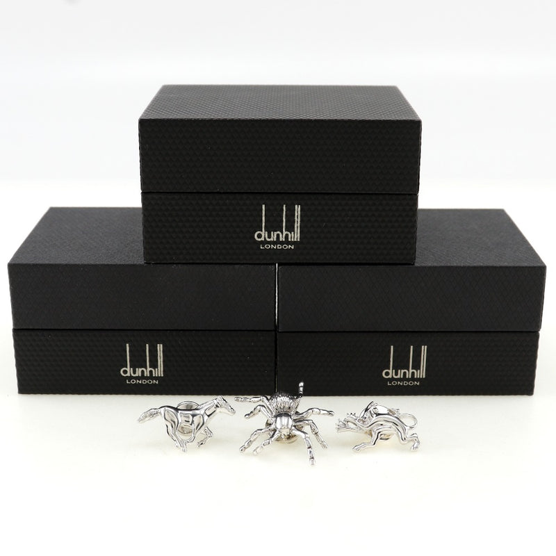 [Dunhill] Dunhill 3 pièces Type d'épingle Pin Horse Spider Devil Metal Silver Tyle trois pièces Set Men's