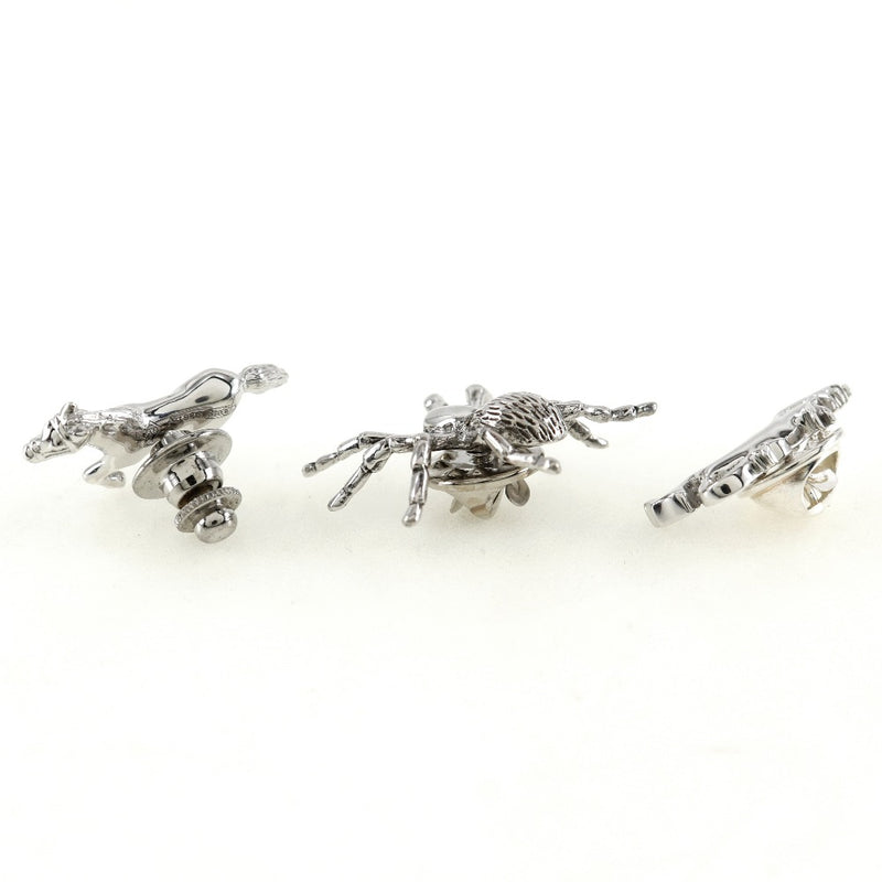 [Dunhill] Dunhill 3 pièces Type d'épingle Pin Horse Spider Devil Metal Silver Tyle trois pièces Set Men's