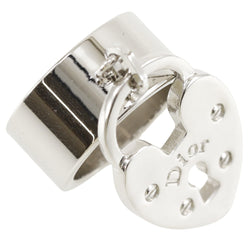 [Dior] Christian Dior Heart Lock n ° 11,5 Anneau / anneau Metal Silver 6 Coeur gravé d'environ 14,5 g de coeur Lock Ladies A Rank