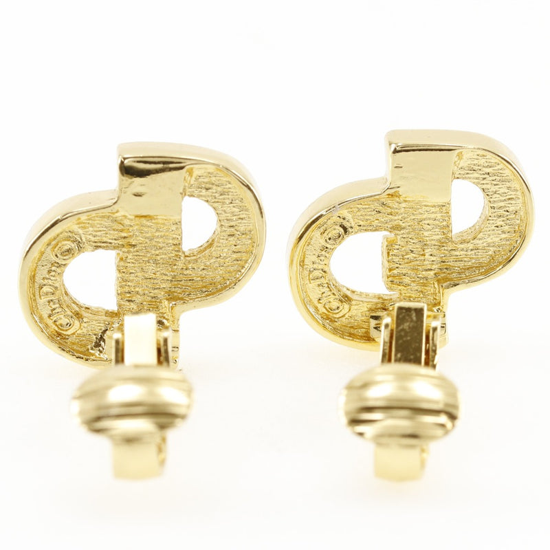 [Dior] Christian Dior CD logo Earring Plated Gold× Rinstone about 5.0g CD Logo Ladies