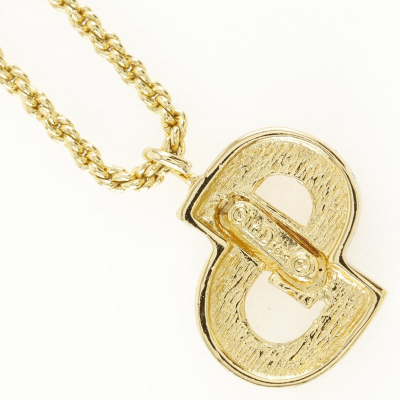 [Dior] Christian Dior CD logo Necklace Plated Gold× Rhinestone about 6.4g CD Logo Ladies A rank