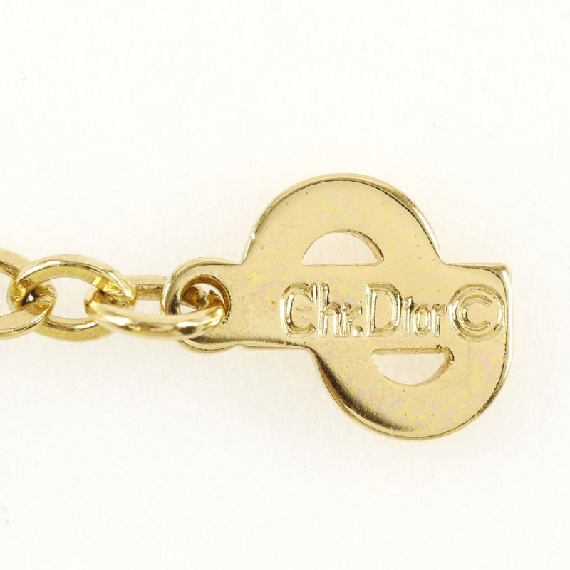 [Dior] Christian Dior CD logo Necklace Plated Gold× Rhinestone about 6.4g CD Logo Ladies A rank