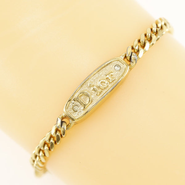 [Dior] Placa de logotipo de Christian Dior Bracelet Columna de oro alrededor de 8.2g con damas del logotipo