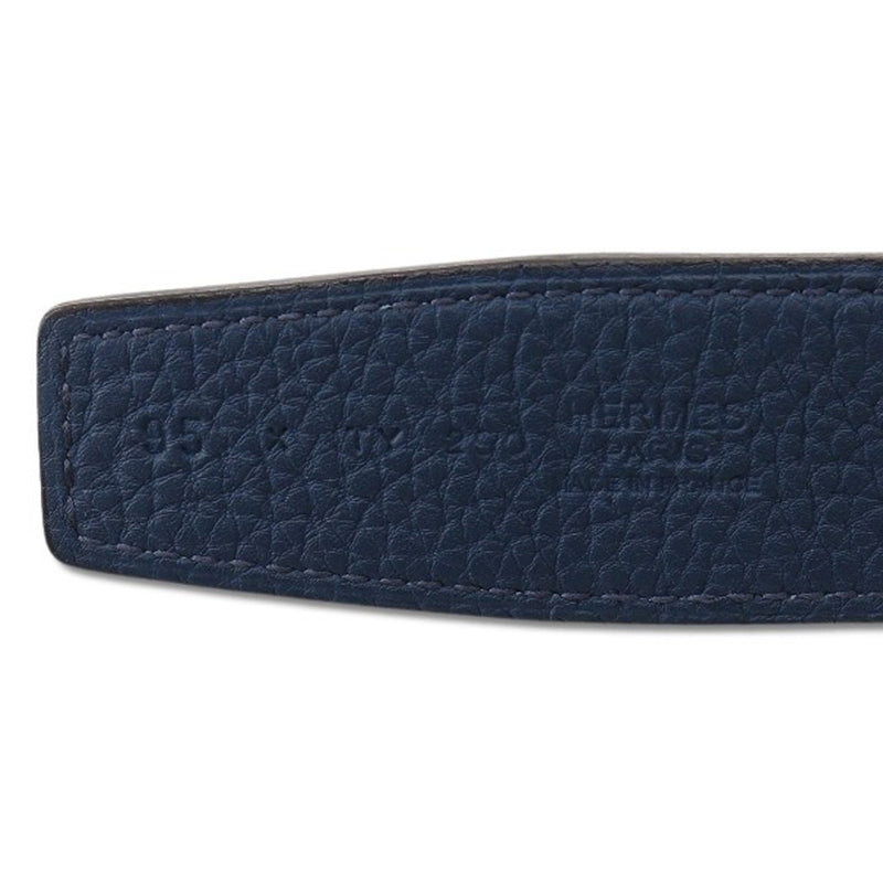 【HERMES】エルメス
 Hベルト バックルなし ベルト
 リバーシブル レザー ブルードゥプルス 黒/青 X刻印 H belt without buckle メンズA+ランク