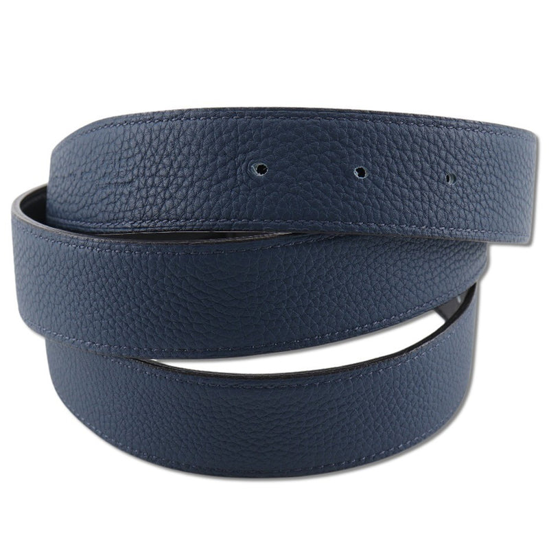 【HERMES】エルメス
 Hベルト バックルなし ベルト
 リバーシブル レザー ブルードゥプルス 黒/青 X刻印 H belt without buckle メンズA+ランク