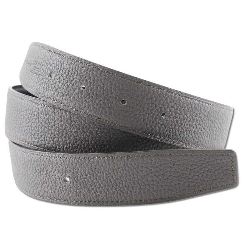 [HERMES] Hermes H Belt Buckle No Belt Reversible Leather ethane Black/Gray T engraved H Belt without Buckle Men's A+Rank